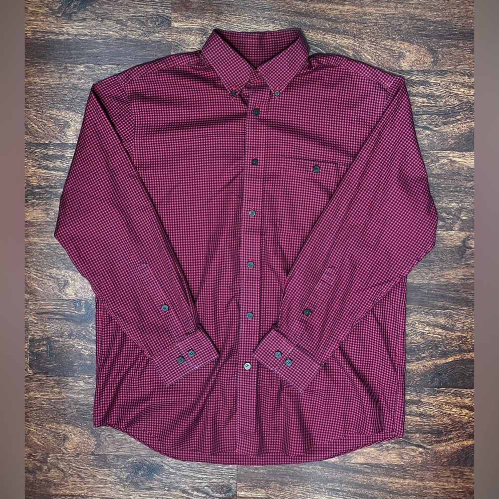Orvis Shirt Men's Large Red Gingham Plaid Classic Long Sleeve Outdoor Fishing